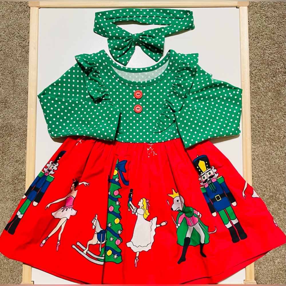 Eleanor Rose Nutcracker Dress 3/4 with matching headband